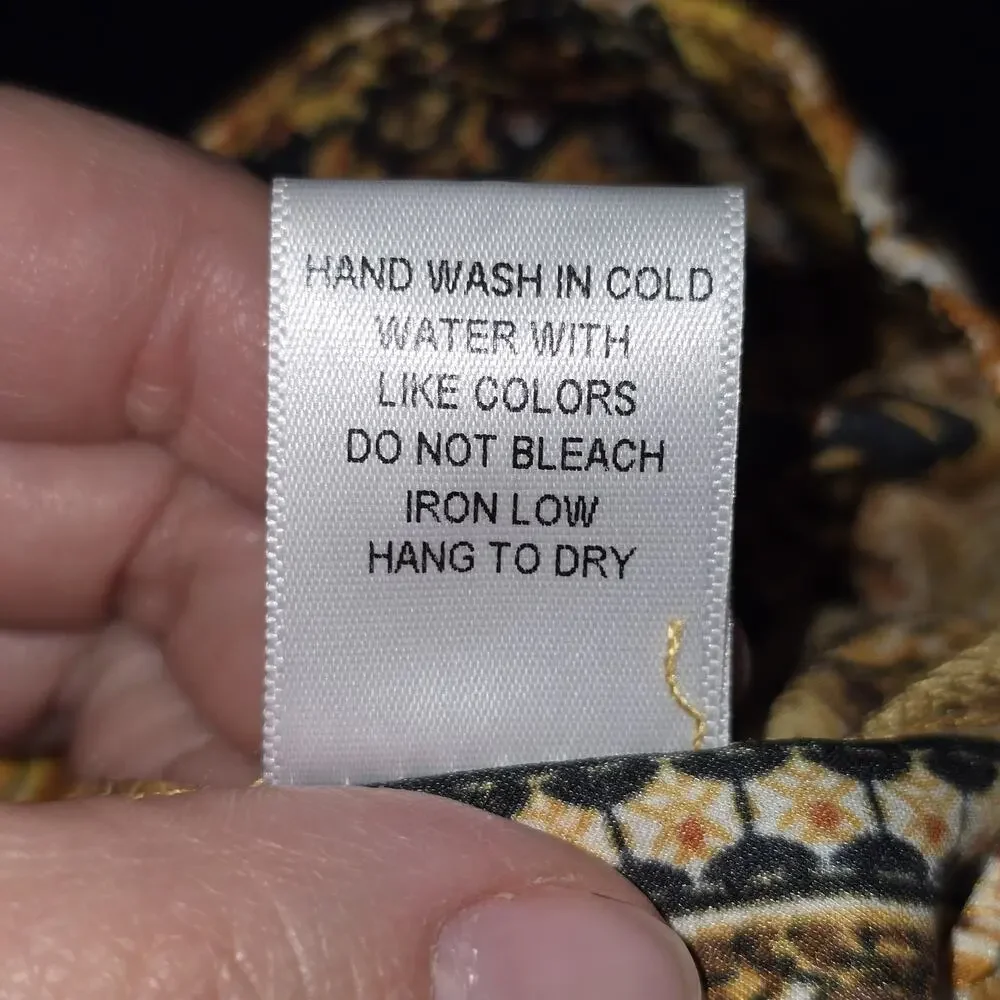 Fashion Nova Pants Womens Small Gold Satin Paisley Wide Leg Belted Boho Dressy - Picture 6 of 10